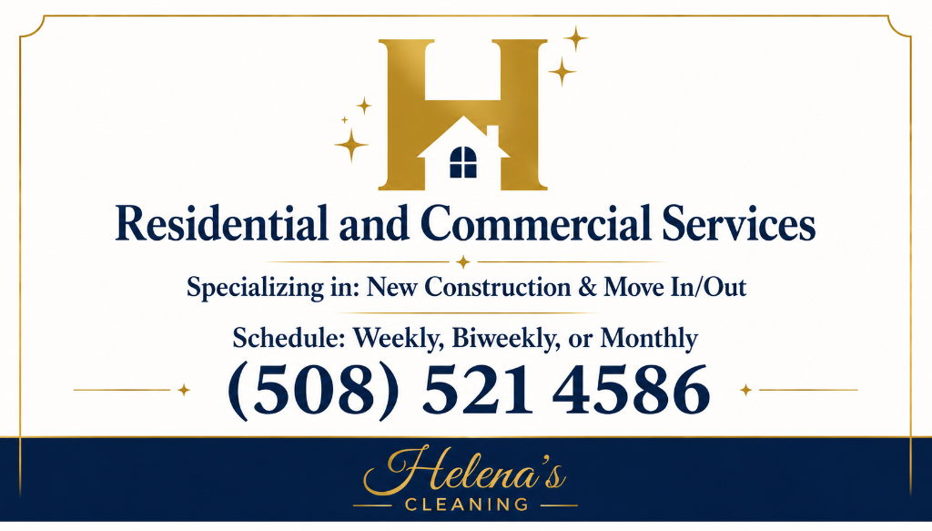 Helena's Cleaning Services banner showing core values
